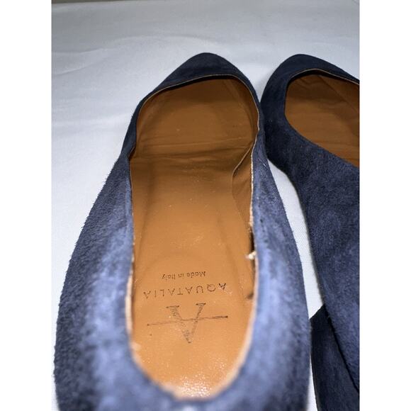 Aquatalia Pasha Size 8.5 Navy Blue Suede Block High Heel Pumps Pointy Toe Shoes - Picture 9 of 11